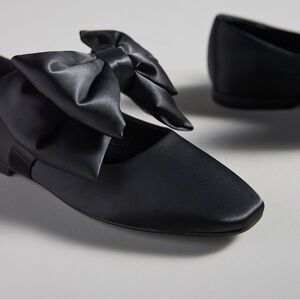 Jeffrey Campbell Black Satin Bow Flats